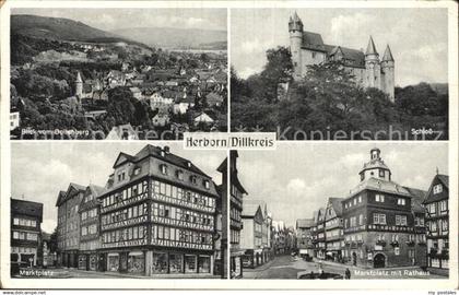 42571409 Herborn Hessen Gesamtansicht Marktplatz Rathaus Schloss Herborn