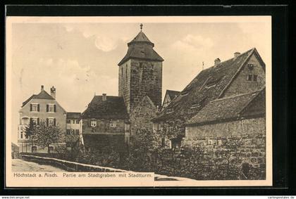 AK Höchstadt a. Aisch, Partie am Stadtgraben mit Stadtturm