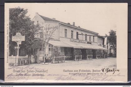 Dt.Reich 1906 Fotokarte "Gruss aus Hohen-Neuendorf Station Stolpe (Norbanh) Gasthaus zum Fichtenhain " gelaufen