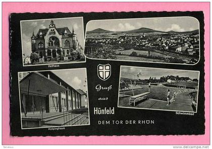 ALLEMAGNE - HESSE - HUENFELD - Grub aus HUNFELD - DEM TOR DER RHON - PISCINE - SCHWIMMBAD - RATHAUS - HOTEL de VILLE -