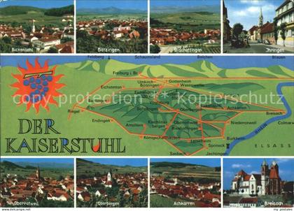 72101077 Kaiserstuhl Region Landkarte Boetzingen Ihringen Oberbergen Achkarren B