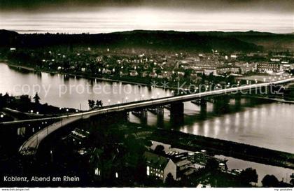 72633687 Koblenz Rhein Rheinbruecke am Abend Koblenz