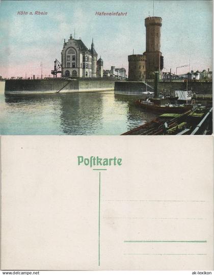 Ansichtskarte Köln Hafen & Hafen-Gebäude, Hafeneinfahrt 1910