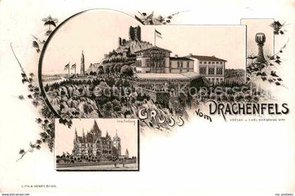 42806858 Drachenfels Drachenburg Restaurant Litho Drachenfels