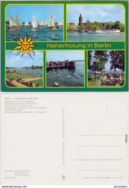 Köpenick Berlin Segelregatta auf dem Müggelsee,  Rathaus, Regattastrecke 1985