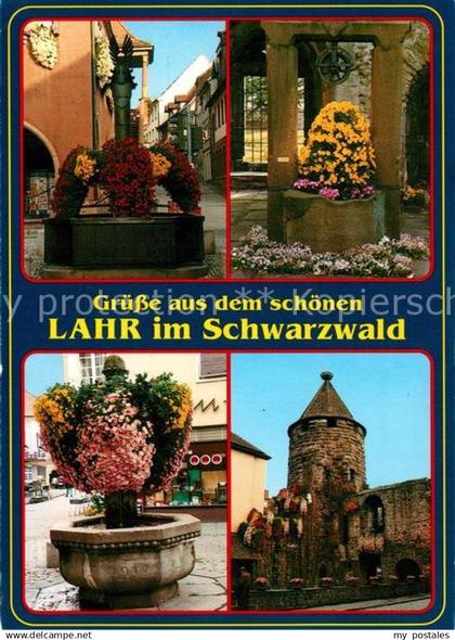 73226331 Lahr Baden Innenstadt Brunnen Blumenschmuck Storchenturm Lahr Baden