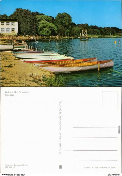 Löcknitz Strandbad mit vielen Boote Ansichtskarte  1975