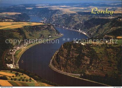 72571712 Loreley Lorelei Fliegeraufnahme mit St. Goarshausen Blick Loreley