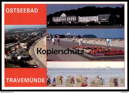 POSTKARTE TRAVEMÜNDE BLUMEN flowers fleurs Strandkorb beach chair Luebeck-Travemuende cpa postcard AK Ansichtskarte