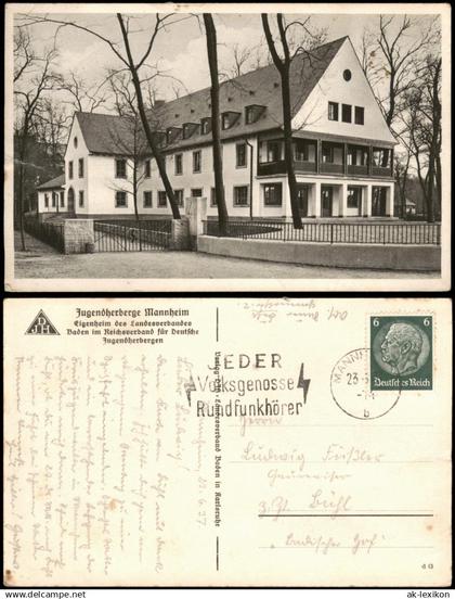 Ansichtskarte Mannheim DJH Jugendherberge Mannheim 1938