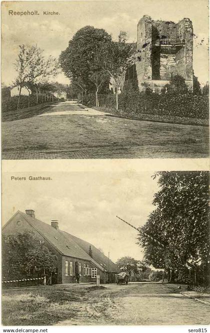 AK Reepsholt Hude Kirche Gasthaus Friedeburg 1914 gelaufen    (2251