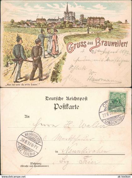 Litho AK Brauweiler-Pulheim Litho AK Polizisten und Frauen, Stadt 1897