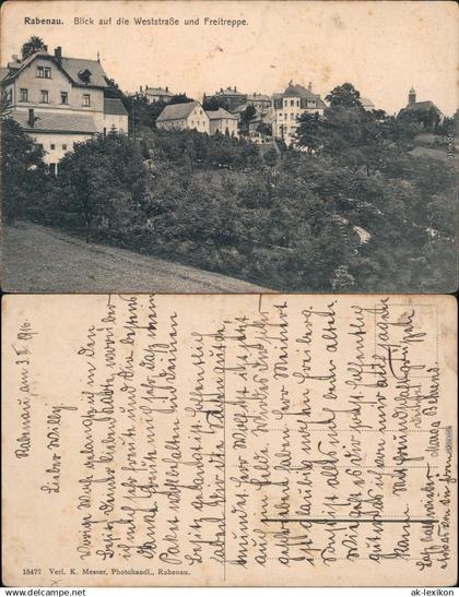 Rabenau Weststraße und Freitreppe b Freital DresdenAnsichtskarte  1916