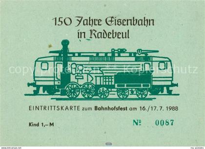 Radebeul Eintrittskarte 150 Jahre Eisenbahn in Radebeul