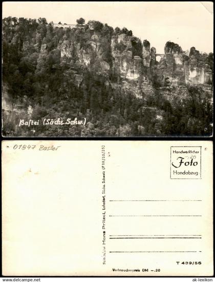 Ansichtskarte Rathen Bastei Basteibrücke in der Sächsischen Schweiz 1956