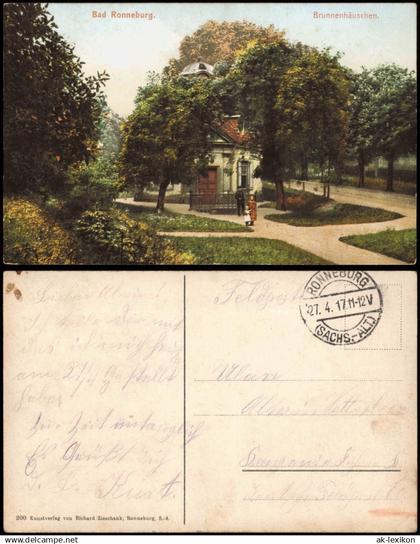 Ansichtskarte Ronneburg (Thüringen) Brunnenhäuschen. 1917  gel. Feldpost