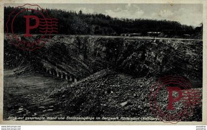 BERGWERK RUDERSDORF BLICK AUF GESPRENGTE WAND UND STOLLENEINGANGE IM BERGWERK   ALLEMAGNE GERMANY DEUTSCHLAND