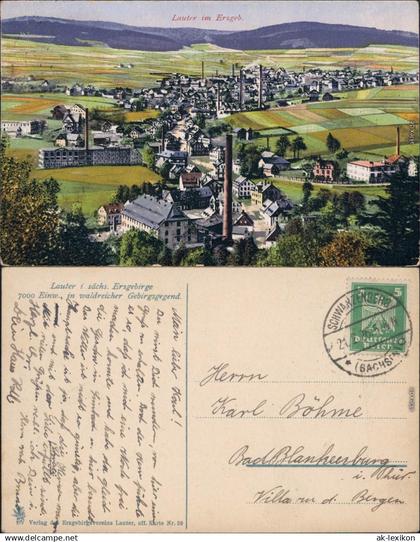 Lauter (Erzgebirge) Bernsbach Panorama mit Industrieanlagen 1926