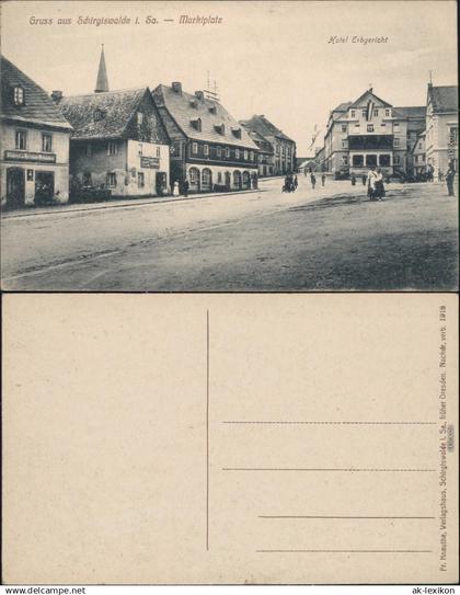 Schirgiswalde    Marktplatz, Hotel Erbgericht b Kirschau Oberlausitz  1914