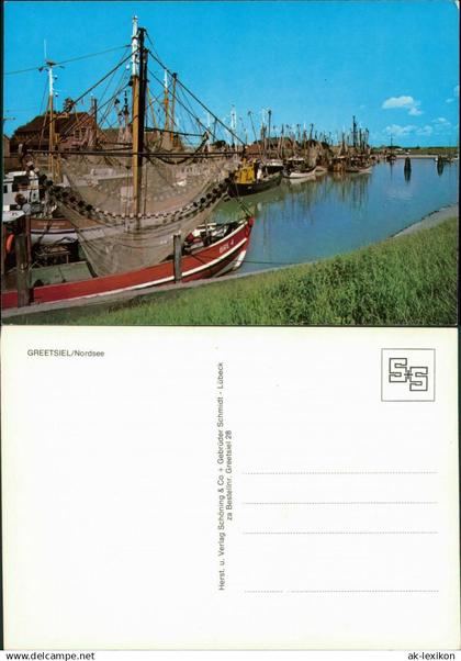 Ansichtskarte Greetsiel-Krummhörn Fischerboote im Hafen 1990