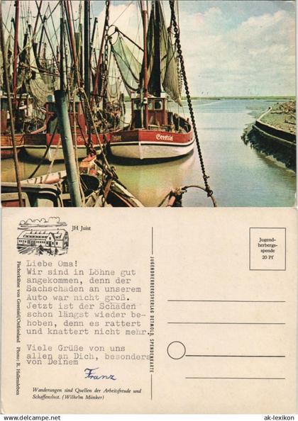 Greetsiel-Krummhörn Hafen Flotte von Fischerbooten (DJH Spendenkarte) 1950