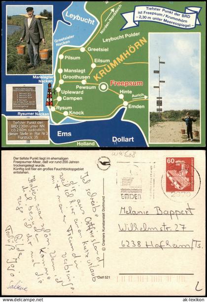 Greetsiel-Krummhörn Umland-Ansicht, Tiefster Punkt BRD, Freepsum Krummhörn 1987