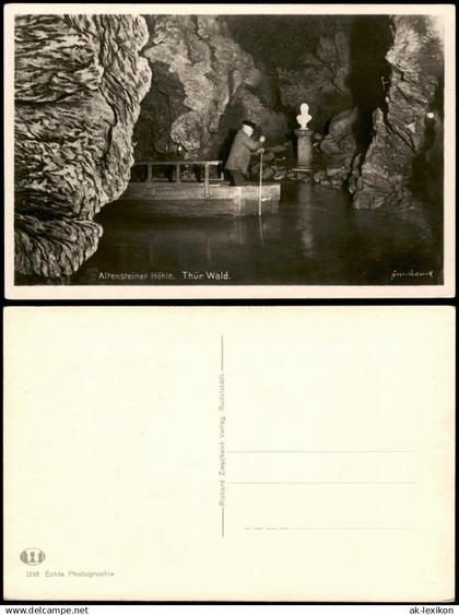 Ansichtskarte Schweina / Thr. Altensteiner Höhle Kahn und Statue 1932