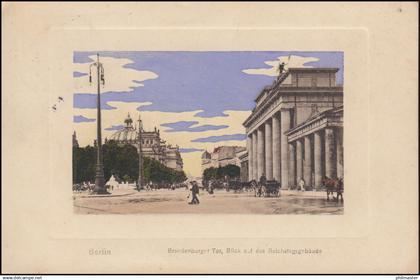 AK Berlin Brandenburger Tor Blick auf das Reichstagsgebäude, BEELITZ 17.10.1910