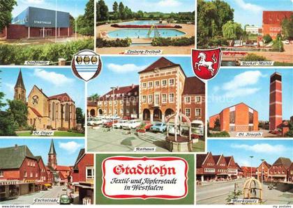 Stadtlohn Stadthalle Freibad Berkel-Muehle Kirche Rathaus Eschstrasse Marktplatz