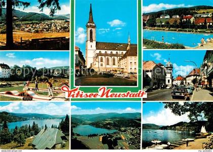 73030289 Titisee-Neustadt Panorama Kirche Schwimmbad Minigolf Strassenpartie Tit