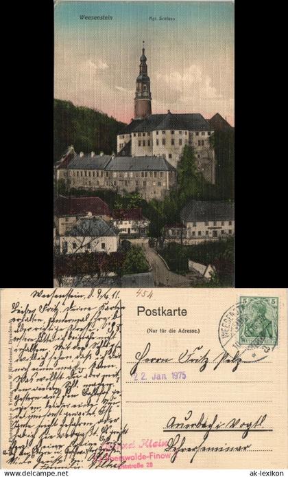 Weesenstein (Müglitz) Schloss Weesenstein im Müglitztal Sachsen 1911