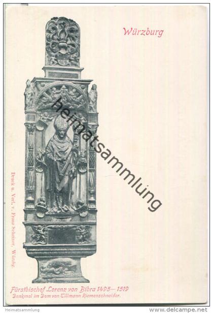 Würzburg - Fürstbischof Lorenz von Bibra - Denkmal im Dom - Verlag Franz Scheiner Würzburg