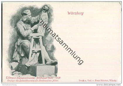 Würzburg - Tillmann Riemenschneider - Erzfigur des Luitpoldbrunnens - Verlag Franz Scheiner Würzburg