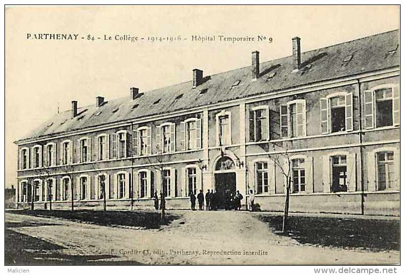 deux sevres -ref A329- parthenay -guerre 1914-18- le college - hopital temporaire no 9  - carte bon etat  -