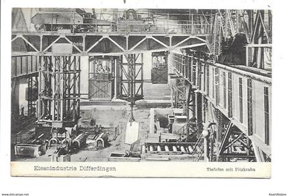 Eisenindustrie Differdingen - Tiefofen mit Pitzkrahn.