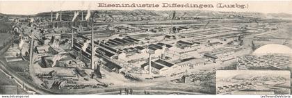 LUXEMBOURG - Eisenindustrie Differdingen - métier - industrie - usine - Panorama - carte double - Carte postale ancienne