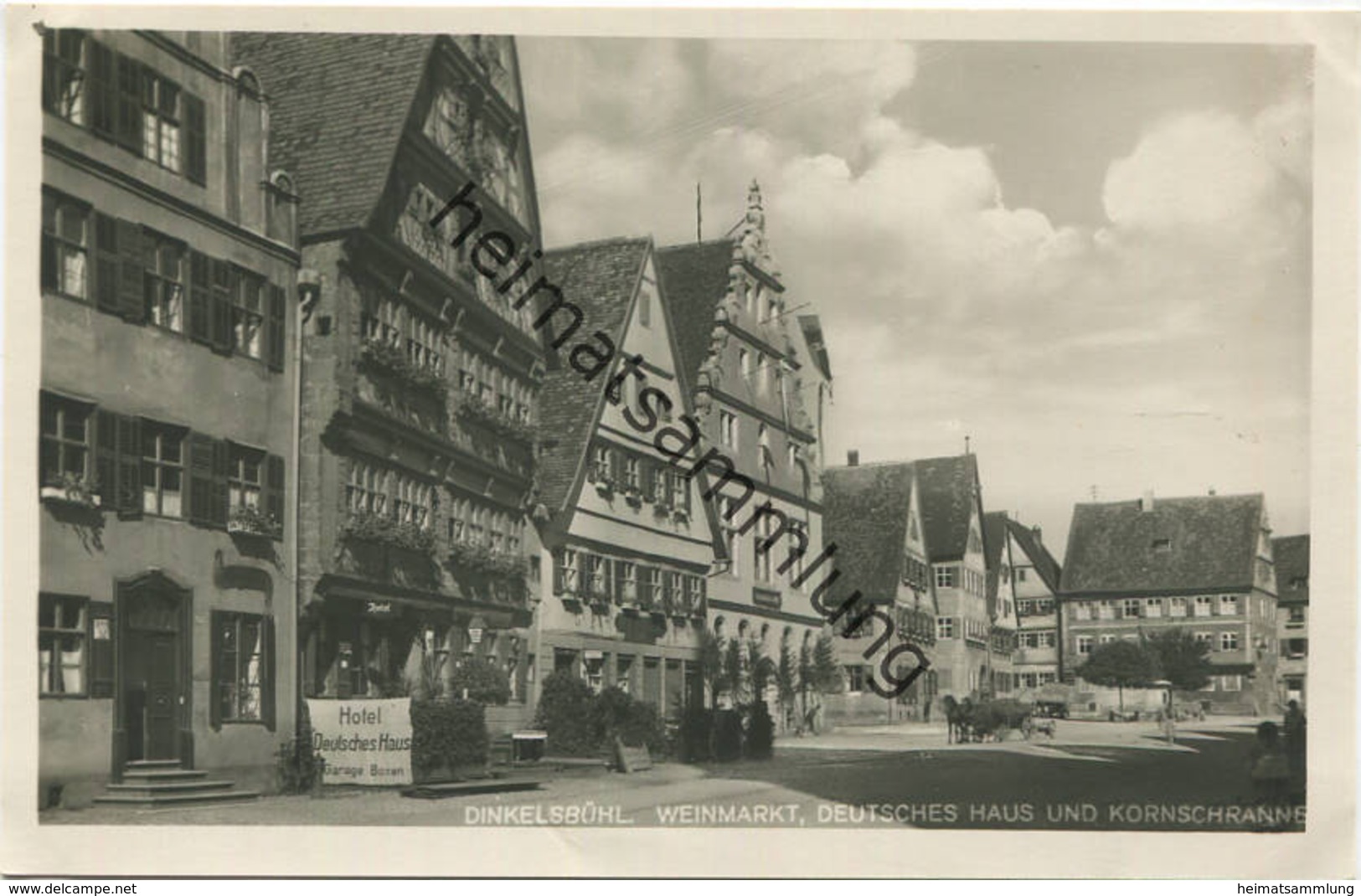 Dinkelsbühl - Weinmarkt - Hotel Deutsches Haus und Kornschranne - Foto-AK 1933