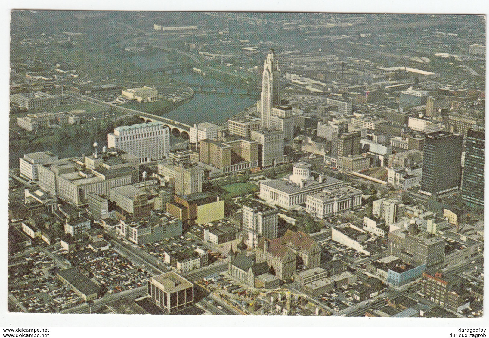 Downtown Columbus with Ohio Statehouse postcard travelled 1972 b171010