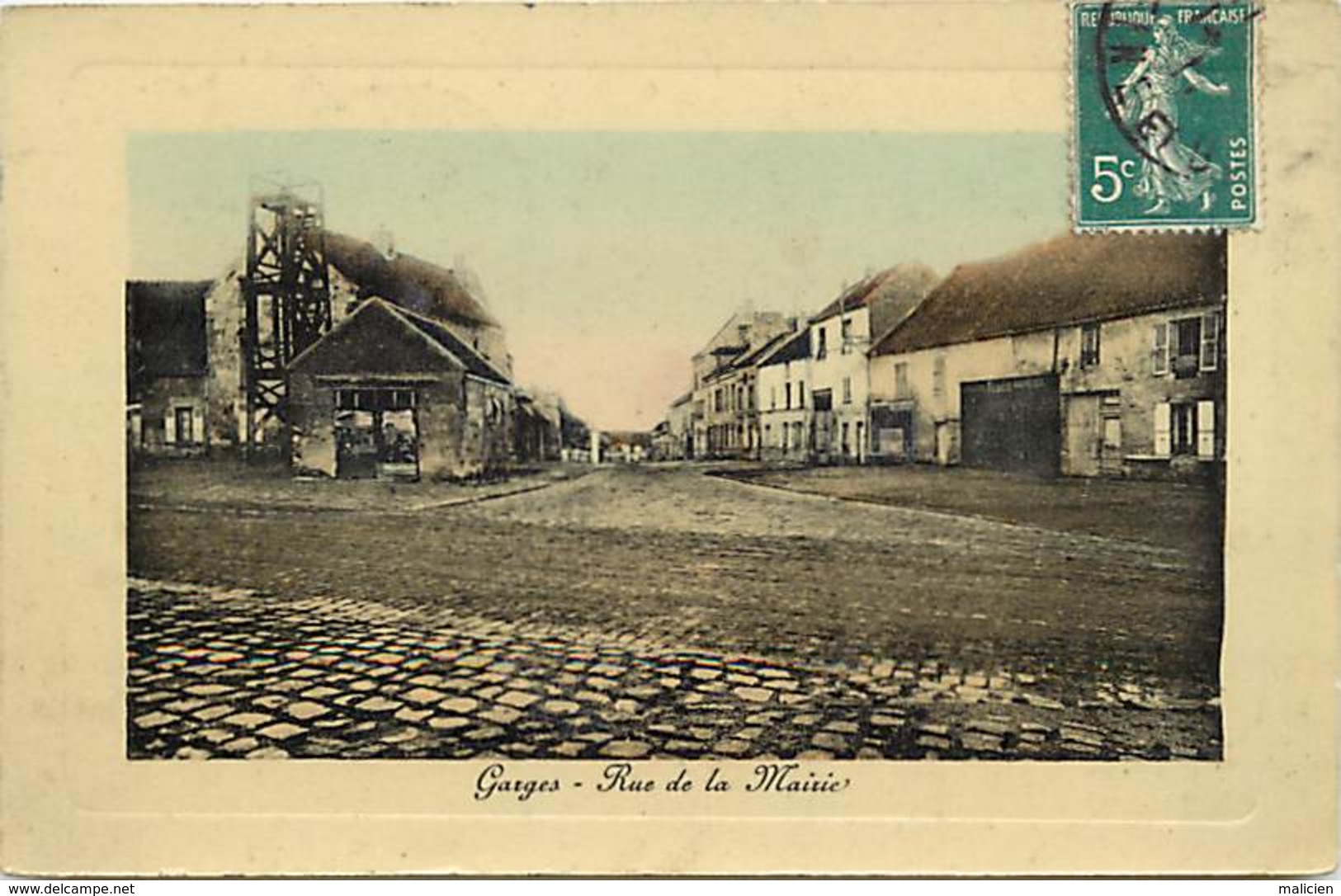 - dpts div. - ref-AC695- val d oise - garges les gonesses -rue de la mairie -pourtour cadre -carte  glacée colorisee  -