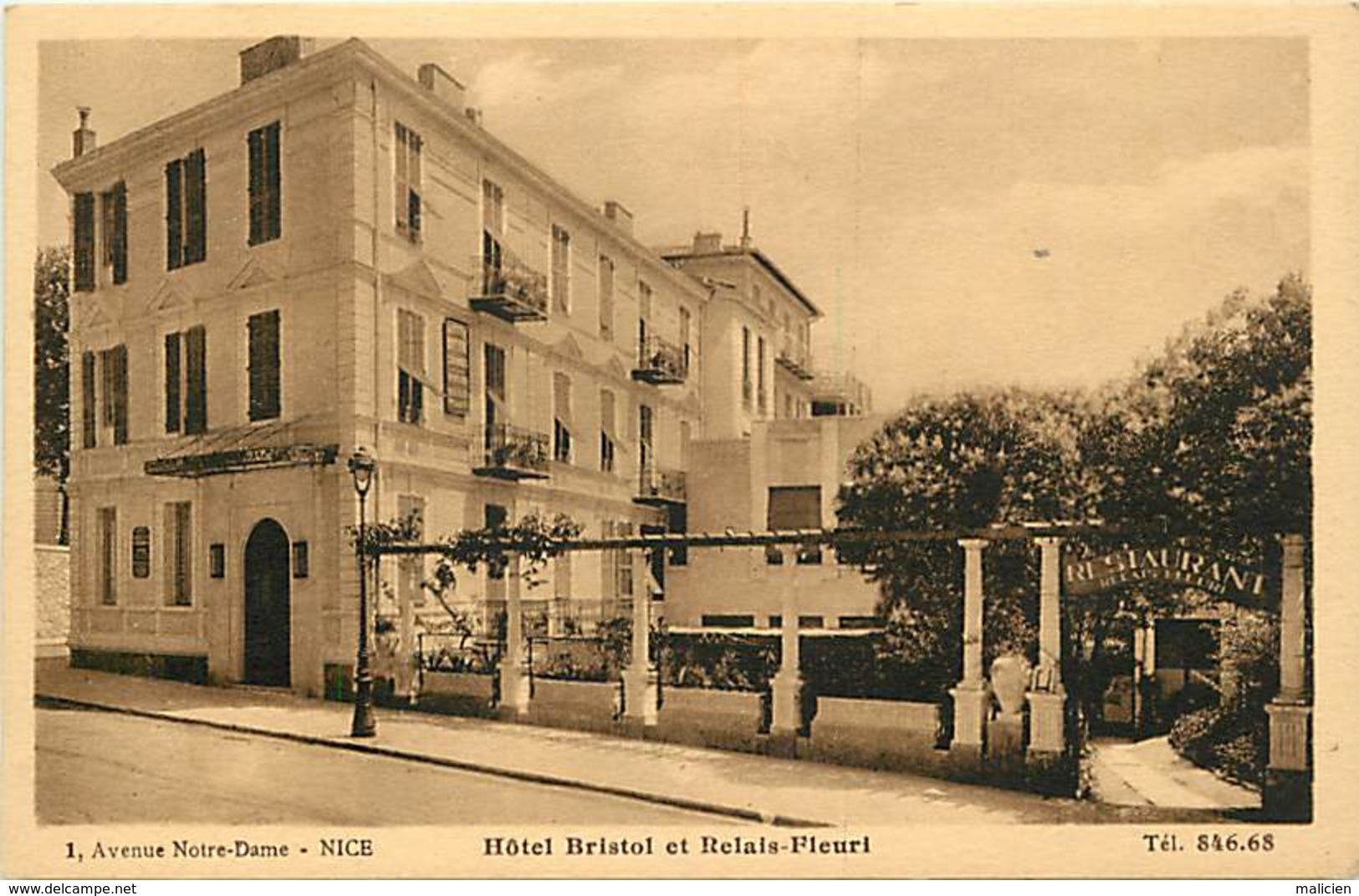 - dpts dv -ref-AD987- alpes maritimes - nice - hotel bristol et relais fleuri - hotels et restaurants - carte bon etat -