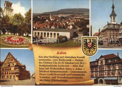 72142126 Aalen Blumenuhr Panorama Kirche Rathaus Schubart Heimatmuseum Aalen