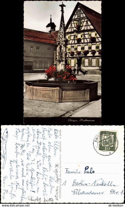 Ansichtskarte Ebingen-Albstadt Postbrunnen 1962