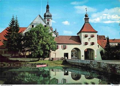 73993429 Allersberg Spitalweiher mit Pfarrkirche Spitalgebaeude und Torturm