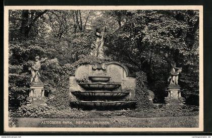 AK Altdöbern, Neptun-Brunnen im Park