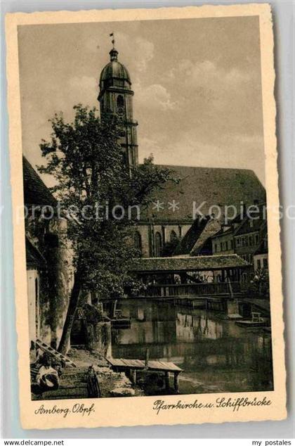 42810578 Amberg Oberpfalz Pfarrkirche Schiffbruecke Amberg