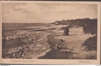 1921. DEUTSCHES REICH. Postcard Nordseebad Wyk a. Föhr. Südweststurm cancelled WYK FÖHR 28.6.2... (Michel 90) - JF430427