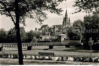 73137067 Ansbach Mittelfranken Blick zur Gumbertuskirche Bruecke Ansbach Mittelf