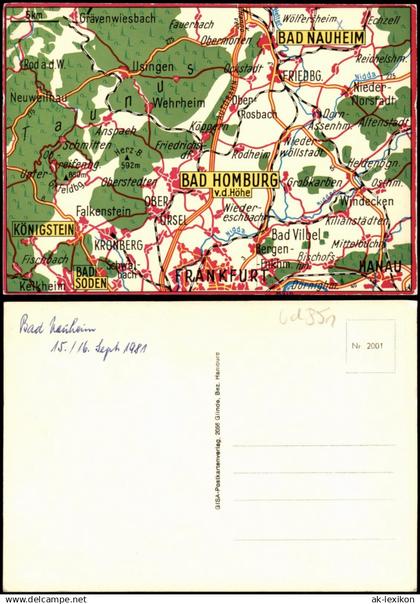 Bad Homburg vor der Höhe Umlandansicht Landkarte Region Hessen 1981