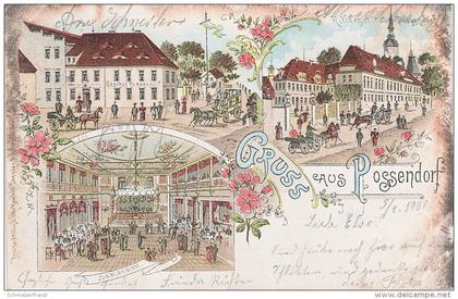 Litho AK Gruss Possendorf Gasthof Rittergut bei Bannewitz Dippoldiswalde Hänichen Karsdorf Kreischa Freital Dresden