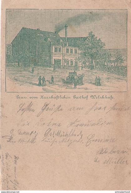 Litho Vorläufer AK Bannewitz Welschhufe Herrschaftlicher Gasthof a Hänichen Rippien Possendorf Dresden Kleinnaundorf